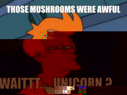 Those Mushrooms Were Awful  Waittt.... Unicorn ?  Meme