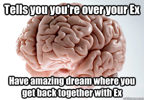 Tells you you're over your Ex Have amazing dream where you get back together with Ex   Scumbag Brain