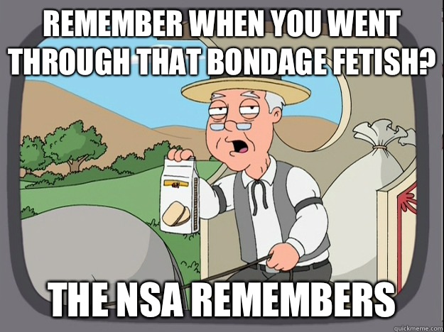 Remember when you went through that bondage fetish? The NSA remembers  