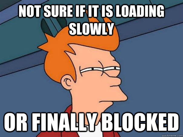 Not sure if it is loading slowly or finally blocked  Futurama Fry