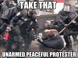 Take that unarmed peaceful protester  