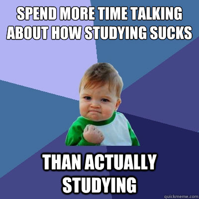 spend more time talking about how studying sucks than actually studying  Success Kid