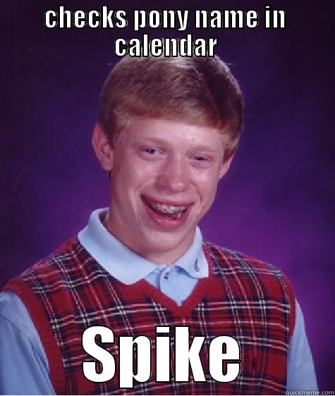 CHECKS PONY NAME IN CALENDAR SPIKE Bad Luck Brian