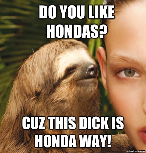 Do you like Hondas? Cuz this dick is Honda way!  rape sloth