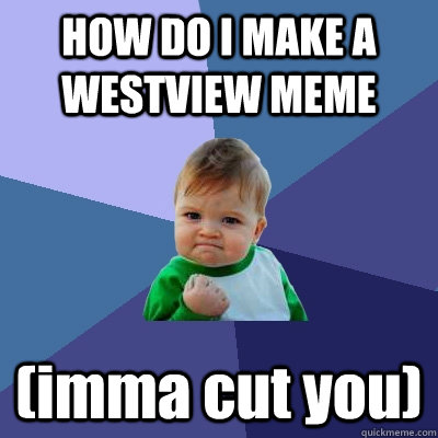 HOW DO I MAKE A WESTVIEW MEME (imma cut you)  Success Kid