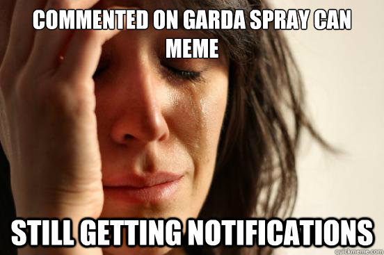 commented on Garda spray can meme still getting notifications  First World Problems