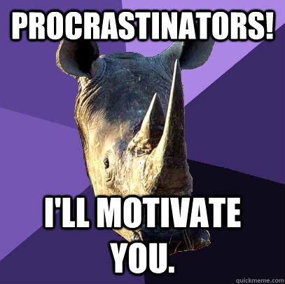 Procrastinators! I'll motivate you. - Procrastinators! I'll motivate you.  Sexually Oblivious Rhino