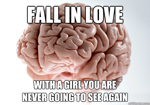 Fall in love With a girl you are 
never going to see again  Scumbag Brain