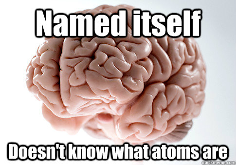 Named itself Doesn't know what atoms are  Scumbag Brain