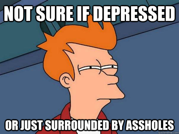 Not sure if depressed Or just surrounded by assholes   Futurama Fry