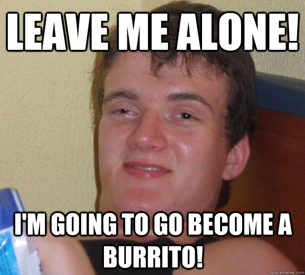 Leave me alone! I'm going to go become a burrito!  10 Guy