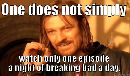 Breaking bad - ONE DOES NOT SIMPLY  WATCH ONLY ONE EPISODE A NIGHT OF BREAKING BAD A DAY. Boromir