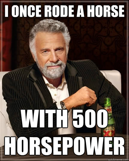 I once rode a horse with 500 horsepower  The Most Interesting Man In The World