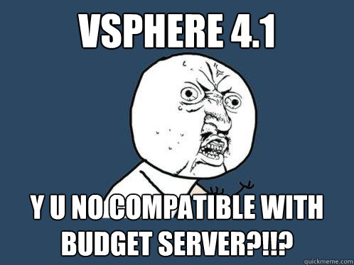 Vsphere 4.1 Y U NO COMPATIBLE WITH BUDGET server?!!?  Y U No
