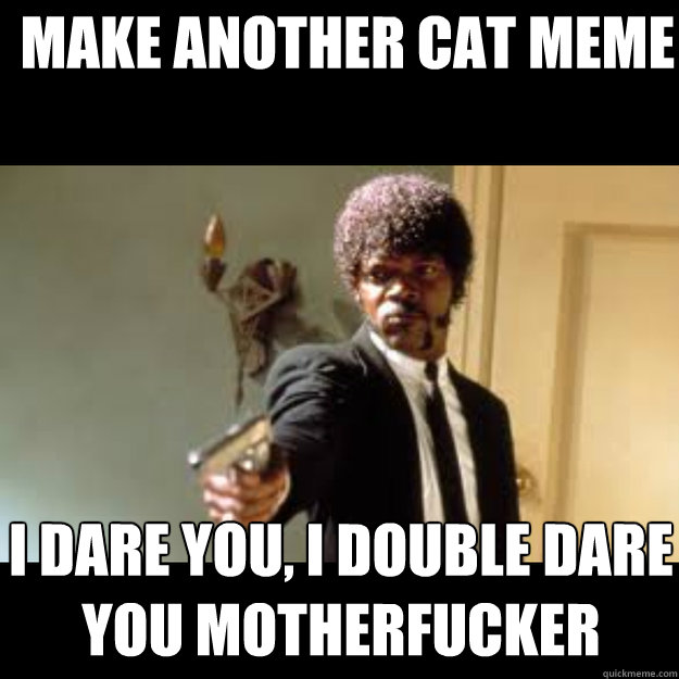 Make another Cat meme I dare you, I double dare you motherfucker  Samuel Jackson