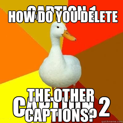 Caption 1 Caption 2 How do you delete The other captions?  Tech Impaired Duck