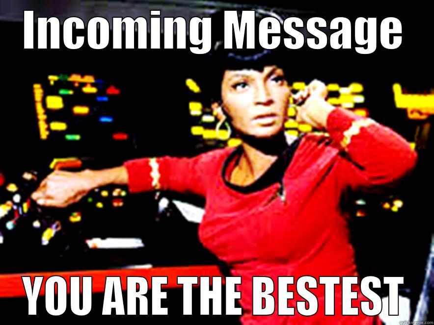 Thanks be to Jill - INCOMING MESSAGE YOU ARE THE BESTEST Misc