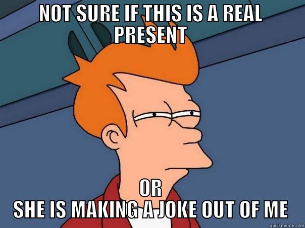 NOT SURE IF THIS IS A REAL PRESENT OR SHE IS MAKING A JOKE OUT OF ME Futurama Fry