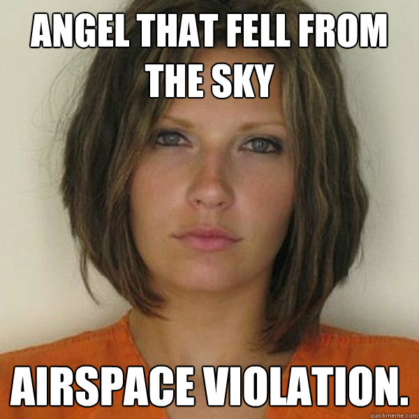 Angel that fell from the sky Airspace violation.  Attractive Convict