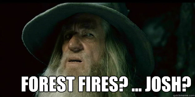  Forest Fires? ... Josh?
  I have no memory Gandalf