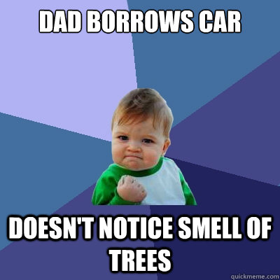 Dad borrows car Doesn't notice smell of trees - Dad borrows car Doesn't notice smell of trees  Success Kid