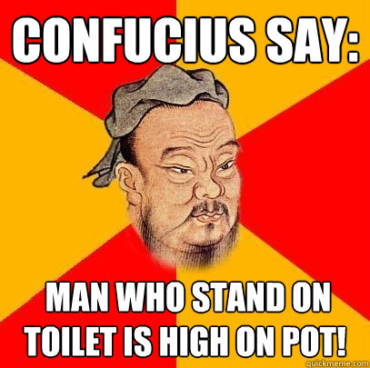 Confucius say:  Man who stand on toilet is high on pot!  Confucius says