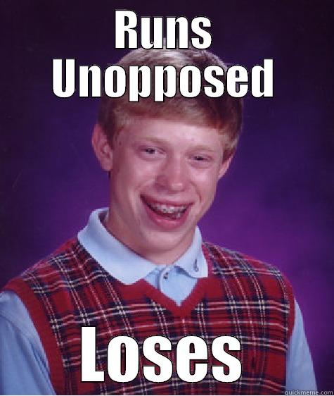 Ambrose Student Council - RUNS UNOPPOSED LOSES Bad Luck Brian