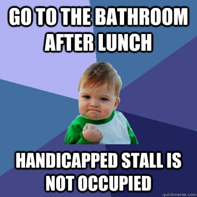 Go to the bathroom after lunch Handicapped stall is not occupied - Go to the bathroom after lunch Handicapped stall is not occupied  Success Kid