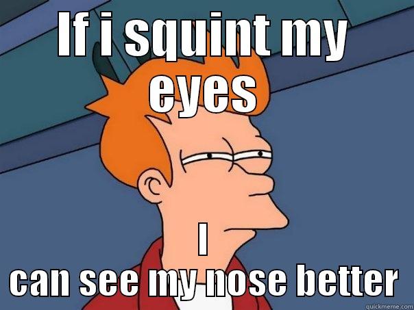 Can u see ? - IF I SQUINT MY EYES I CAN SEE MY NOSE BETTER Futurama Fry