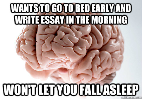 wants to go to bed early and write essay in the morning won't let you fall asleep  Scumbag Brain