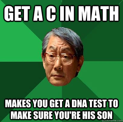 get a C in math makes you get a dna test to make sure you're his son  High Expectations Asian Father