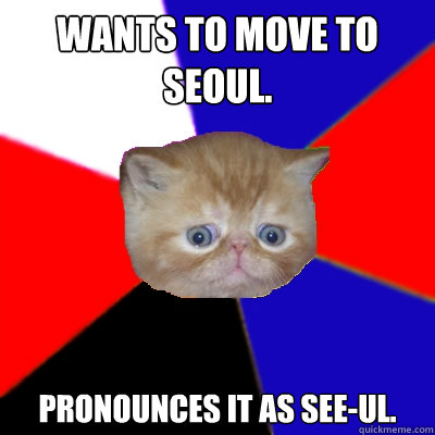 Wants to move to Seoul. Pronounces it as See-ul.  