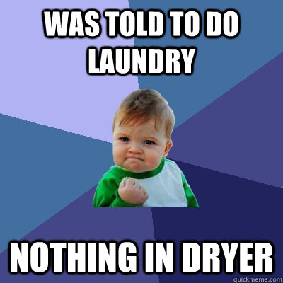 was told to do laundry nothing in dryer - was told to do laundry nothing in dryer  Success Kid