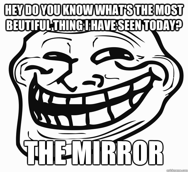 Hey do you know what's the most beutiful thing I have seen today? The Mirror   - Hey do you know what's the most beutiful thing I have seen today? The Mirror    Trollface is watching