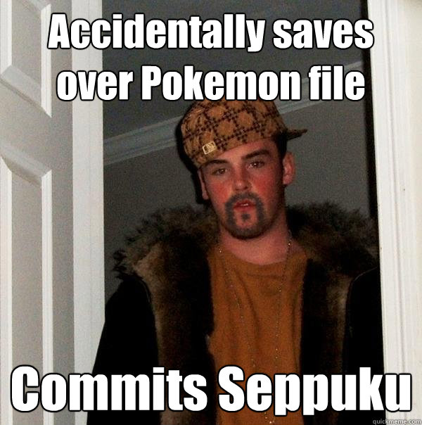 Accidentally saves over Pokemon file Commits Seppuku  