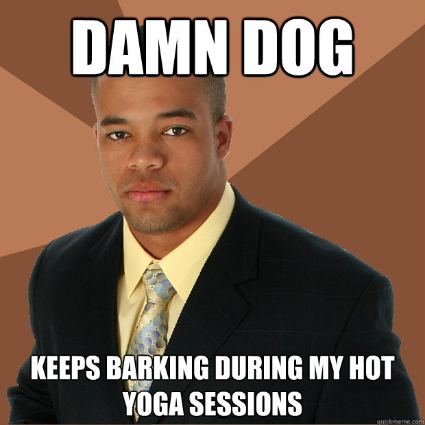 Damn Dog 
Keeps barking during my hot yoga sessions  Successful Black Man