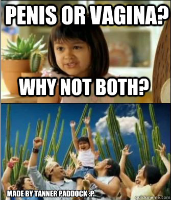 Why not both? Penis or Vagina? Made by Tanner Paddock :P  Why not both