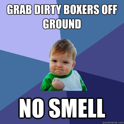 Grab dirty boxers off ground no smell  Success Kid