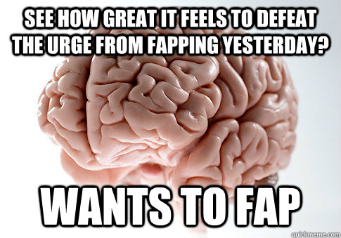 See how great it feels to defeat the urge from fapping yesterday? Wants to fap  - See how great it feels to defeat the urge from fapping yesterday? Wants to fap   Scumbag Brain