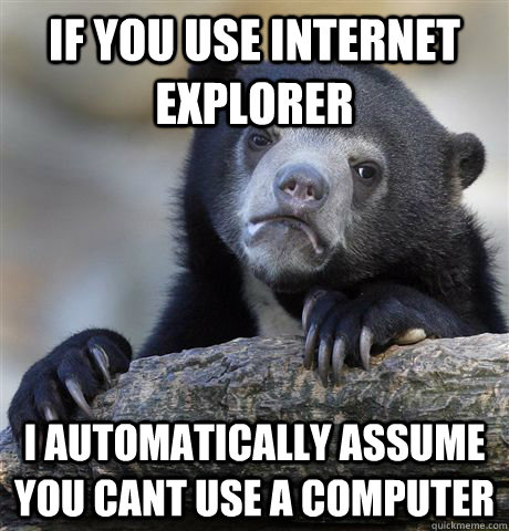 If you use Internet explorer I automatically assume you cant use a computer  Confession Bear