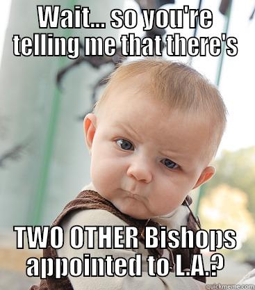 WAIT... SO YOU'RE TELLING ME THAT THERE'S TWO OTHER BISHOPS APPOINTED TO L.A.? skeptical baby