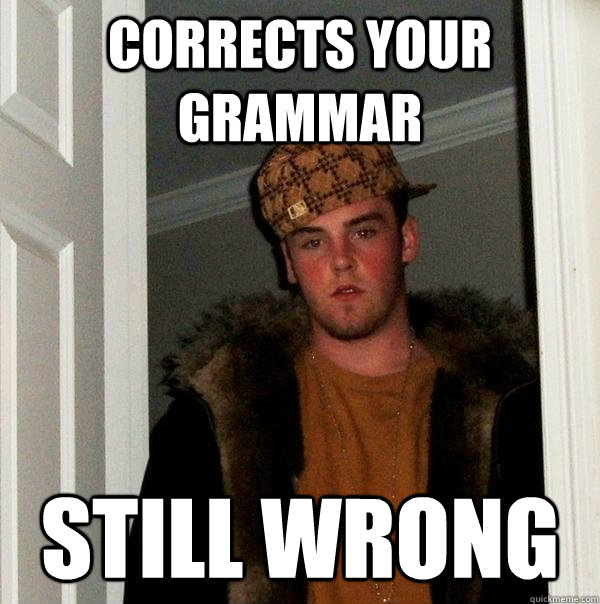 Corrects Your grammar Still Wrong - Corrects Your grammar Still Wrong  Scumbag Steve