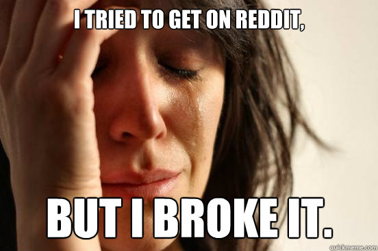 i tried to get on reddit, but i broke it.  First World Problems