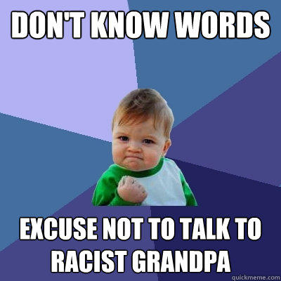 Don't know words excuse not to talk to racist Grandpa - Don't know words excuse not to talk to racist Grandpa  Success Kid