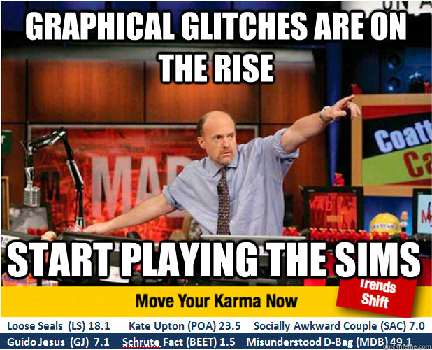 graphical glitches are on the rise start playing the sims  Jim Kramer with updated ticker