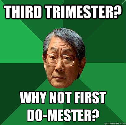 Third trimester? why not first
do-mester?  High Expectations Asian Father