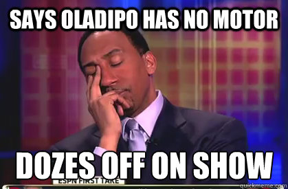 Says Oladipo has no motor Dozes off on show  Stephen A Smith