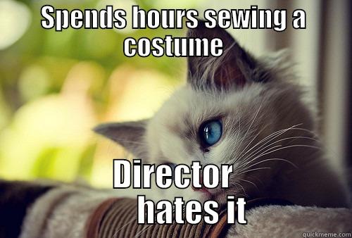 SPENDS HOURS SEWING A COSTUME DIRECTOR             HATES IT       First World Problems Cat