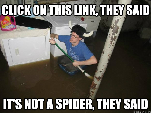 click on this link, they said it's not a spider, they said - click on this link, they said it's not a spider, they said  Do the laundry they said