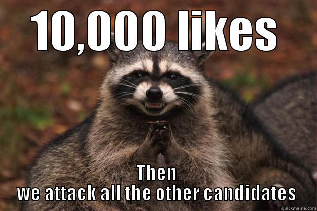 10,000 LIKES THEN WE ATTACK ALL THE OTHER CANDIDATES Evil Plotting Raccoon